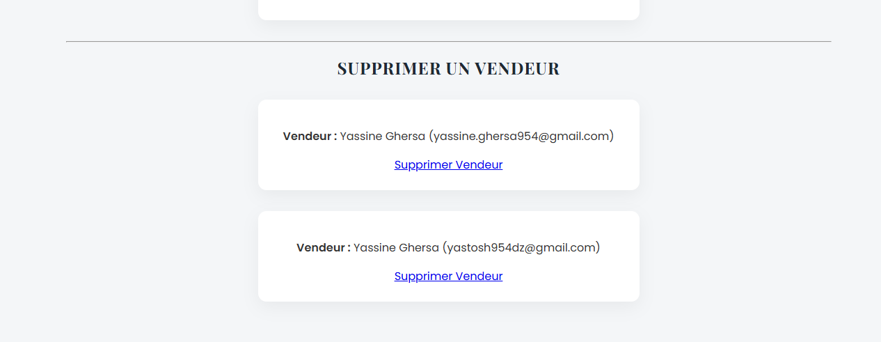 Supprimer vendeur